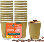 ECO SOUL 12oz Compostable Ripple Cups (200 Pack) – Biodegradable Paper Cups, Non-Toxic Disposable Cups for Hot Drinks, To-Go Coffee Cups, Eco-Friendly & Ripple Paper Cups