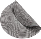 SHACOS Round Braided Placemats Set of 8 Round Table Mats for Dining Tables Non Slip Washable (Black Grey, 8)