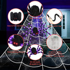 16.4 X 15.8Ft Giant Spider Web Halloween Decorations with 250 LED Lights, Halloween Spider Web Outdoor with 5Ft Large Spider, 3.53 Oz Stretch Web and 20 Small Spiders for Yard House Party Decoration