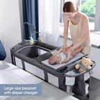 BabyBond Baby Bassinet Bedside Crib, Pack and Play with Sheet, Diaper Changing Table and Music Mobile from Newborn to Toddles, Portable Large Playard