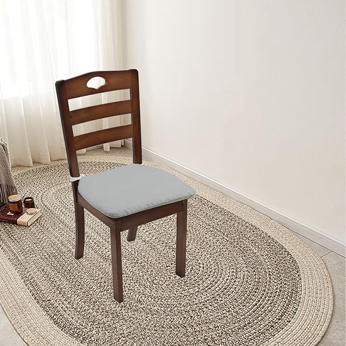 Plush Chair Cushion, Oval Chair Cushion Pad,Ultra Soft Nonslip Seat Pad,Comfortable Chair Cushion Cover,2PCS Memory Foam Chair Seat Cushion for Home Office Kitchen Dining Chairs Grey