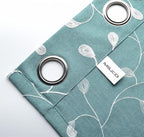 MIUCO Floral Embroidered Semi-Sheer Curtains Faux Linen Grommet Curtains for Living Room 52 x 84 Inch 2 Panels Set, Teal