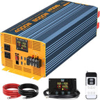 4000W Pure Sine Wave Power Inverter DC 48V to AC 110V 120V for Home RV with Dual AC Outlets 1 USB-C(60W) 3 USB-QC3.0 Fast Car Charger Adapter, LCD Display and Remote Control