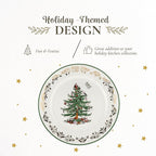 Spode Christmas Tree 12" Gold Round Serving Platter - Porcelain Serving Plate for Holiday Snacks, Appetizers, Buffet Displays - Microwave & Dishwasher Safe - Elegant Holiday Tableware