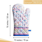 Maison d'Hermine Oven Gloves 100% Cotton Oven Mitt (7" x 13", Pack of 1) | With Loop Heat Resistant BBQ Cooking Gloves Baking Grilling Kitchen Handling Hot Pans Spring Summer - Indian Floral