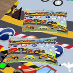 Tailor Shop Construction Vehicle Truck Comforter Set King Size，Cartoon Excavator Bedding Sets Comforter Cover for Boys Childs Kids Teens ，Tractor Mixer Room Decor with 1 Comforter 2 Pillowcases