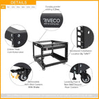 RIVECO 6U Server Rack with Wheels Open Frame Networking Rack+ PDU 8 Outlets Set Black