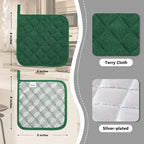 Joyhalo 6 Pack Pot Holders for Kitchen Clearance | Cotton Oven Holder with Great Heat Resistance, Potholders Sets for Kitchen, Countertops, Hot Pots and Pans, Dark Green