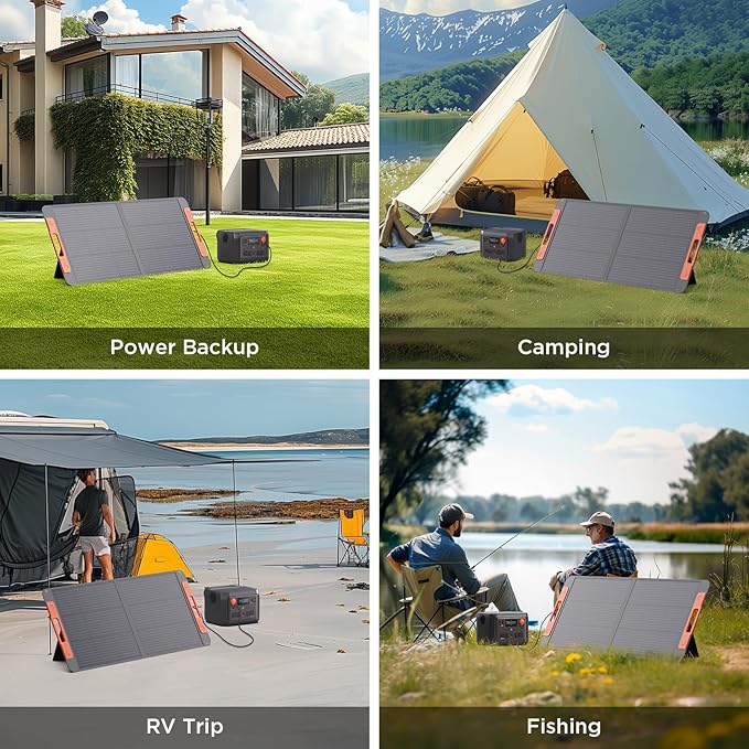 100 Watt Portable Solar Panel with Solar Angle Guide,Camper Essentials,20V Foldable Solar Charger for Power Station, 23.5% High Efficiency IP67 Waterproof 2 Kickstands for Camping RV Blackout
