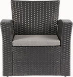 4 Pieces Outdoor Furniture Complete Patio Cushion Wicker P.E Rattan Garden Set, Full, Black
