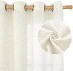 LAMIT Sheer Linen Curtains 63 inches Long for Bedroom, Bronze Grommet Linen Drapes Light Filtering Semi Sheer Curtains for Small Window/Farmhouse, 2 Panels (52 x 63 Inch, Cream)