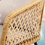 YITAHOME 3-Piece Wicker Balcony Small Patio Furniture Chair Set, Outdoor Rattan Conversation Chairs for Backyard, Balcony and Apartment with Soft Gray Cushions, Glass Side Table Light-Yellow
