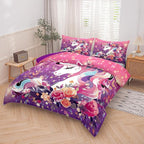 Tailor Shop Unicorn Bedding Full Size 5 Pieces Unicorn Comforter Bed in a Bag for Girls/Kids Pink Comforter Set for Kids Girls Unicorn Sheets Room Decor……