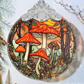 Mushroom Stained Glass Orament - Christmas Ornament - Christmas Decorations for Tree - Holiday Present ldeas - Gift Exchange