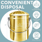 EPICA Countertop Compost Bin Kitchen | 1.3 Gallon | Odorless Composting Bin with Carbon Filters | Indoor Compost Bin with Lid | Stainless Steel Kitchen Composter for Food Scraps & Waste Recycling