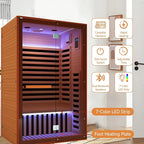 RIGO Sauna Infrared Far Infrared Sauna for Home Sauna 2 Person with Hemlock Wood Dry Sauna for Home Infrared Sauna 2 Person Low EMF Indoor Sauna for Two Person in Home Sauna 1950W with Speakers