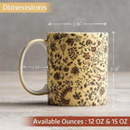 Maison d' Hermine Coffee Mug with Handles Tea Cups (15 Ounce, Pack of 2) | Fine Bone China Coffee Mugs for Hot Beverages Cappuccino Latte Home Restaurant Hotel Spring Summer -Lakshmi