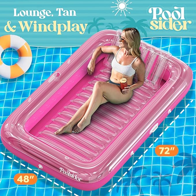 Premium Inflatable Tanning Pool Lounger | Inflatable Tanning Bed for Adults - 4 in 1 Multipurpose Suntan Tub | Pool Floats Adults, Inflatable Pool Float | Tanning Float - Sunbathing Pool Raft