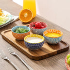 Selamica Ceramic 4 OZ Dipping Bowls Set, 3.5 Inch Mini Bowl for Dipping, Side Dishes, Microwave Dishwasher Safe, Set of 6, Assorted Colors