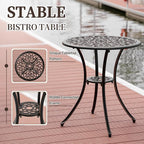 3 Piece Outdoor Bistro Set, Cast Aluminum Bistro Table and Chairs Set, Weather Resistant Patio Metal Bistro Sets, Patio Table Set with Umbrella Hole for Balcony Backyard Garden