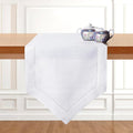 D'Moksha Homes White Linen Table Runner 60 Inches Long - 100% Pure Linen Diamond Table Runner 14 x 60 Inch for Dining, Fall and Halloween - Machine Washable