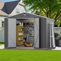 10x14 FT Outdoor Storage Shed, Metal Garden Shed - Tool Storage Sheds with Lockable Doors, Waterproof Outside Storage Building for Backyard, Patio (Black; Floor Not Included)