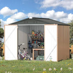 U-MAX 7' x 7' Storage Metal Shed, Large Outdoor Sheds & Outdoor Storage Clearance 7x7, Lockable Garden Shed, Utility and Tool Storage for Garden, Backyard, Patio and Outside Use
