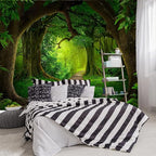 FENDROM Nature Forest Tree Cave Tapestry Wall Hanging Landscape Stream Through Green Rainforest Tapestries Jungle Creek Psychedelic Wall Blanket for Living Room