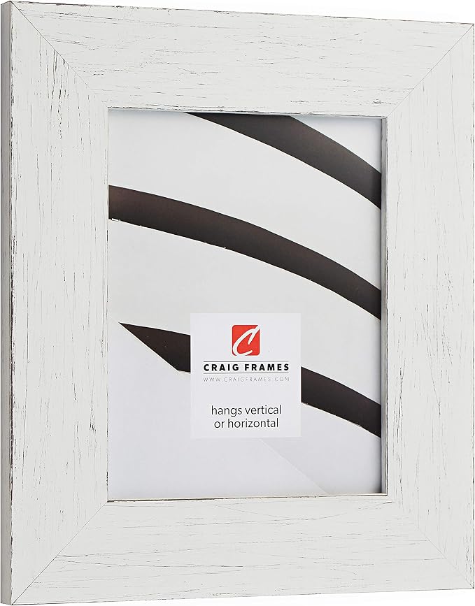 Craig Frames Jasper Wide, 20 x 20 Inch Country Marshmallow White Picture Frame Matted to Display a 16 x 16 Inch Photo
