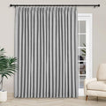 Macochico 100”Wx102”L 100% Blackout Pinch Pleated Linen Curtains for Sliding Door Bedroom Living Room Farmhouse Thermal Insulated Light Grey Burlap Drapes with Tieback 1 Panel Shabby Chic Style