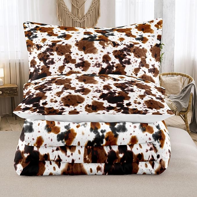 Tailor Shop Full Cow Print Bedding Set, 3Pcs for Boys Teens Girls, Includes Comforter & 2 Pillowcases, All Seasons, Polyester Microfiber, Unisex, Ideal Gift
