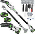2-in-1 Brushless Electric Pole Saws for Tree Trimming,6 Inch Cordless Mini Chainsaw with Extension Pole and 2 x 4000mAh Batteries, Pole Chain Saw Gift for Men Dad Husband Fathers Gardener 2025