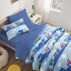 SLEEP ZONE Full/Queen Size Comforter Set for Children, Durable Jersey Knitted Bedding for All Seasons with 1 Comforter(66"x90"), 2 Pillow Cases(20"x26") (Bulldozers,Full/Queen)