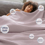 PHF Ultra Soft Waffle Weave Blanket King Size 104"x 90"- Washed Lightweight Breathable Cozy Woven Blanket for Bed - Aesthetic Decor for Couch Bedding Sofa Home Car - Dusty Rose