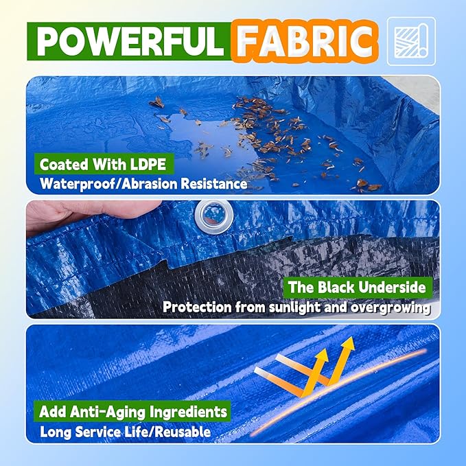 12Ft Pool Covers for (8Ft) Above Ground Pools, Winter Pool Cover,Heavy Duty Above Ground Pool Cover Includes Winch and Cable,UV Protection, Strength&Durability,Blue/Black(Cover Only)