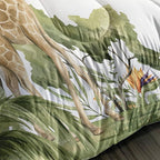 Elephant Giraffe Monkeys Comforter Queen Size,Wild Animals Kids Comforter Set,3Pcs Bedding Set Printed Comforter with 2 Pillowcases,Down Alternative,Soft and Lightweight,for All Seasons