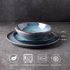 AmorArc Ceramic Dinnerware Sets,Handmade Reactive Glaze Stoneware Plates and Bowls Set,Highly Scratch Resistant | Dishwasher & Microwave Safe,Service for 8 Dishes Set (24pc)