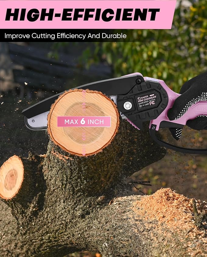 Saker Mini Chainsaw|6 Inch Chainsaws[2025 Upgraded]|Mini Cordless Electric Chain Saw|Small Handheld Portable Chain Saws Battery Powered Chain Saw for Tree Trimmer and Garden,Christmas Gifts