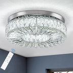 16.5 Inch Dimmable Chandelier with Remote Control LED Crystal Chandelier Modern Flush Mount Ceiling Light Fixtures for Living Room Bedroom Dining Room Entrance (dimmable-16.5")