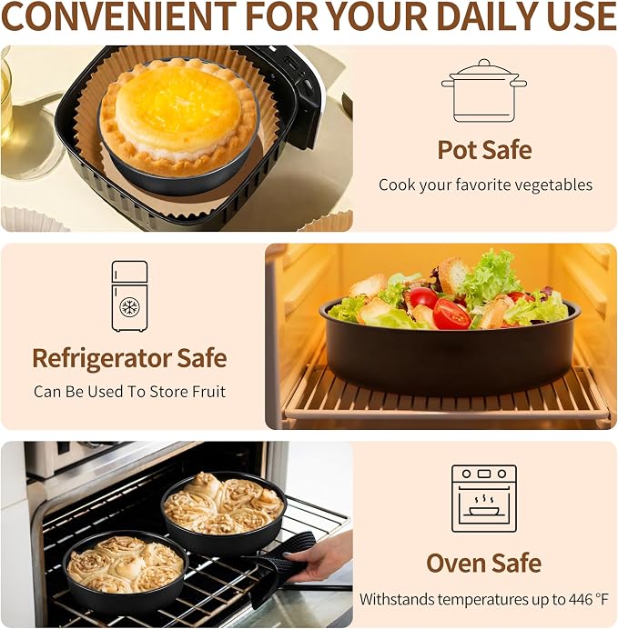 P&P CHEF 7 Inch Cake Pan Set of 3, Non-Stick Round Cake Pans | Round Cake Tins for Tier Smash Cakes, Baking Pans Set & Essential Bakeware, Stainless Steel Core & Leak-Proof