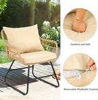 YITAHOME 4-Piece Patio Furniture Wicker Outdoor Bistro Set, All-Weather Rattan Conversation Loveseat Chairs for Backyard, Balcony and Deck with Soft Cushions and Metal Table (Light Brown+Beige)