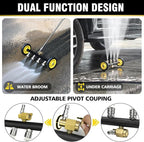 JANZ 16'' Pressure Washer Undercarriage Cleaner and Water Broom Attachment with Foam Cannon, 3 Pcs Extension Wands and 16 Nozzles - 4000PSI, 1/4'' Connector - for Electric and Gas Power Washers