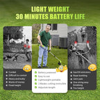Aokia Weed Wacker Cordless for Lawn: 12V Electric String Trimmer with Wheel - Lightweight 2.0Ah Li-Ion Battery Powered for Yard, Garden, Hedge - Grass Edger with 2 Cutting Blade Types