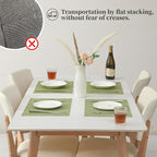 Leetaltree Pea Green Placemats Set of 4 - Heat Resistant Non-Slip Place mats for Dining Table, Washable Durable PVC Vinyl Woven Table Mats（Pea Green, 4）