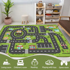 Car Rug Play Mat, Road Rug Carpet for Kids, City Life Educational Road Traffic Carpet for Ages 3-12 Years Old(140×200cm/55×79inch)