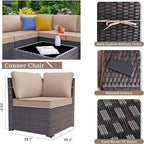 Patio Furniture Sectional Sofa Set 13-Pieces PE Rattan Patio Conversation Set w/43in Gas Fire Pit Table, Outdoor Furniture with 55000 BTU Propane Fire Pit, Sand