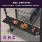 PURPLE LEAF 6' X 8' Hardtop Grill Gazebo for Patio Permanent Aluminum Barbeque Shelter Canopy with Ceiling Hook and Shelves Double Tiered Grey Outdoor BBQ Gazebo