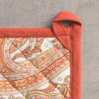 Maison d' Hermine Pot Holders 100% Cotton Potholders (8" x 8", Pack of 2) | Heat Resistant Hot Pads with Loop BBQ Cooking Baking Hotel Kitchen Handling Hot Pans Thanksgiving Christmas - Kashmir Paisley