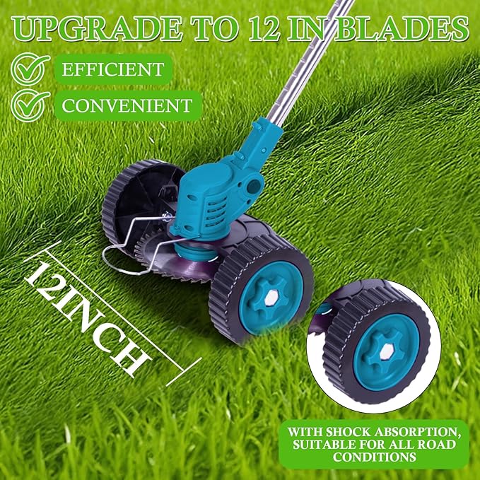 Weed Wacker Cordless Adjustable Weed Eaters 3 in 1 Electric String Trimmer Lawn with Two Battery with Charger Comes with Multiple Blades for Yard,Green,Garden(Blue)