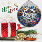 Stained Glass UFO and Alien Christmas Ornament - Holiday Home Decor - Tree Decoration - Gift Exchange Idea